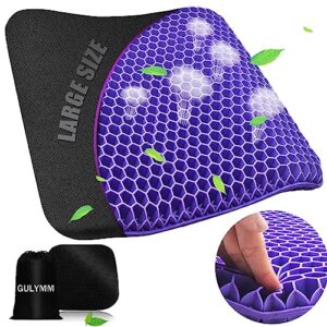 gulymm extra large gel seat cushion, gel car cushion for long sitting, chair pads with large double thick breathable honeycomb design, pressure relief, car seat wheelchair cushion for relieves fatigue
