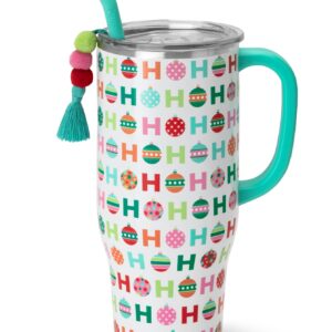 Swig Life 40oz Mega Mug |Discontinued Prints | Extra Large Insulated Tumbler with Handle and Straw, Cup Holder Friendly, Dishwasher Safe, Stainless Steel Travel Mugs (HoHoHo)