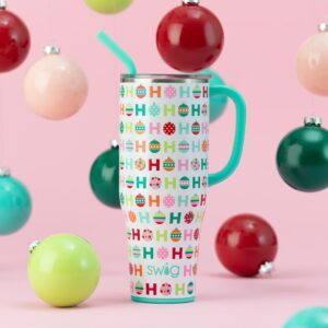 Swig Life 40oz Mega Mug |Discontinued Prints | Extra Large Insulated Tumbler with Handle and Straw, Cup Holder Friendly, Dishwasher Safe, Stainless Steel Travel Mugs (HoHoHo)