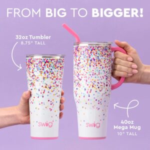 Swig Life 40oz Mega Mug |Discontinued Prints | Extra Large Insulated Tumbler with Handle and Straw, Cup Holder Friendly, Dishwasher Safe, Stainless Steel Travel Mugs (HoHoHo)