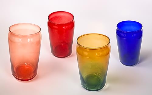 American Glass Co [4 Piece Set] - Artisan Drinking Glasses | 16oz Beer Can Glass Cups - The Perfect Cocktail Glass | Multicolored Water Glasses | Kitchen Glassware (Sapphire Blue)