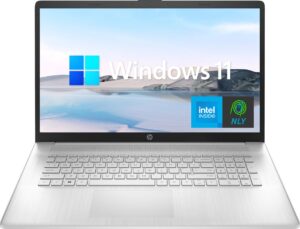 hp 17.3'' laptop, intel quad core i3-1125g4 processor, 20gb ram, 1tb ssd, anti-glare display, long battery life, wi-fi and bluetooth, webcam, hdmi, nly mp, windows 11, silver