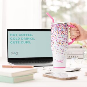 Swig Life 40oz Mega Mug |Discontinued Prints | Extra Large Insulated Tumbler with Handle and Straw, Cup Holder Friendly, Dishwasher Safe, Stainless Steel Travel Mugs (Hey Boo)