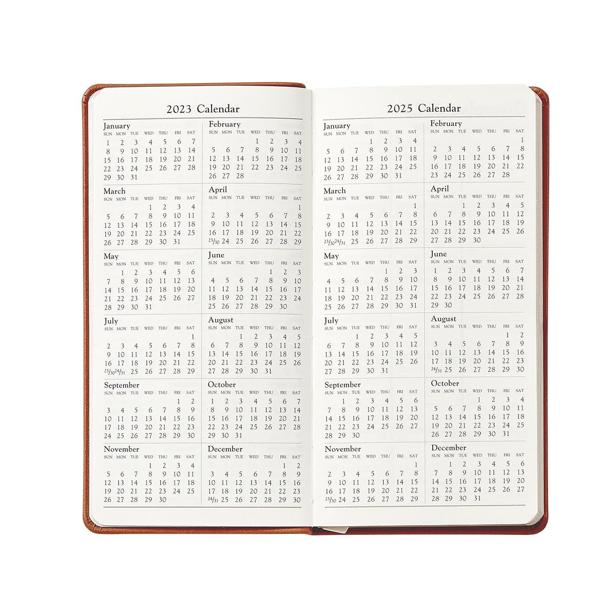 Graphic Image 2024 Pocket Datebook Planner, Week-at-a-view pages, Holidays for the United States and Canada, Genuine Leather (3.125" W x 6" H - Made in the USA)