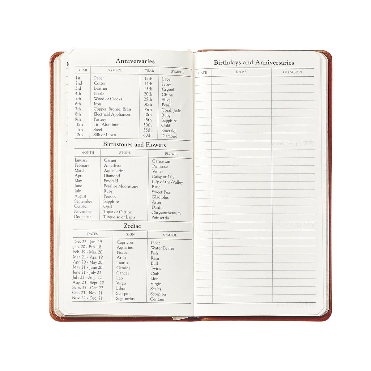 Graphic Image 2024 Pocket Datebook Planner, Week-at-a-view pages, Holidays for the United States and Canada, Genuine Leather (3.125" W x 6" H - Made in the USA)