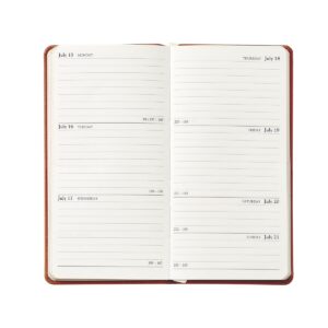 Graphic Image 2024 Pocket Datebook Planner, Week-at-a-view pages, Holidays for the United States and Canada, Genuine Leather (3.125" W x 6" H - Made in the USA)