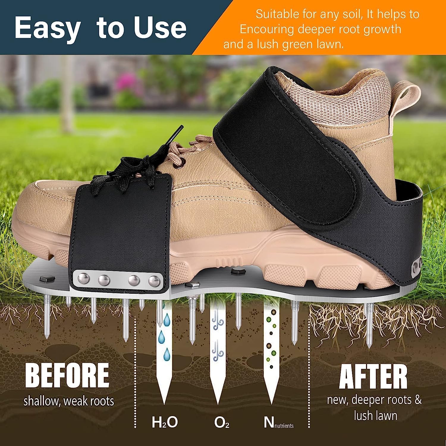 Lawn Aerator Shoes for Grass, Aerator Lawn Tool for Grass, Aerating Shoes for Lawn, Heavy Duty Spike Shoes for Soil, Lawn Aeration Soil Yard Aerator Shoes for Lawn Patio Yard