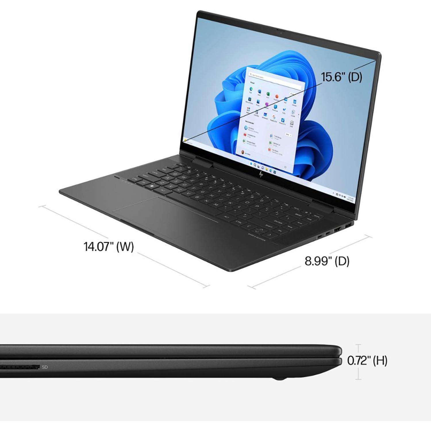HP Envy x360 Touchscreen 2-in-1 Laptop, 15.6" FHD IPS Display, AMD Ryzen 5 7530U (Beat i7-11600H) Up to 4.5GHz, 8GB RAM, 1TB PCIe SSD, Wi-Fi 6E, Backlit KB, USB-C, HDMI, Win 11 Pro, Nightfall Black