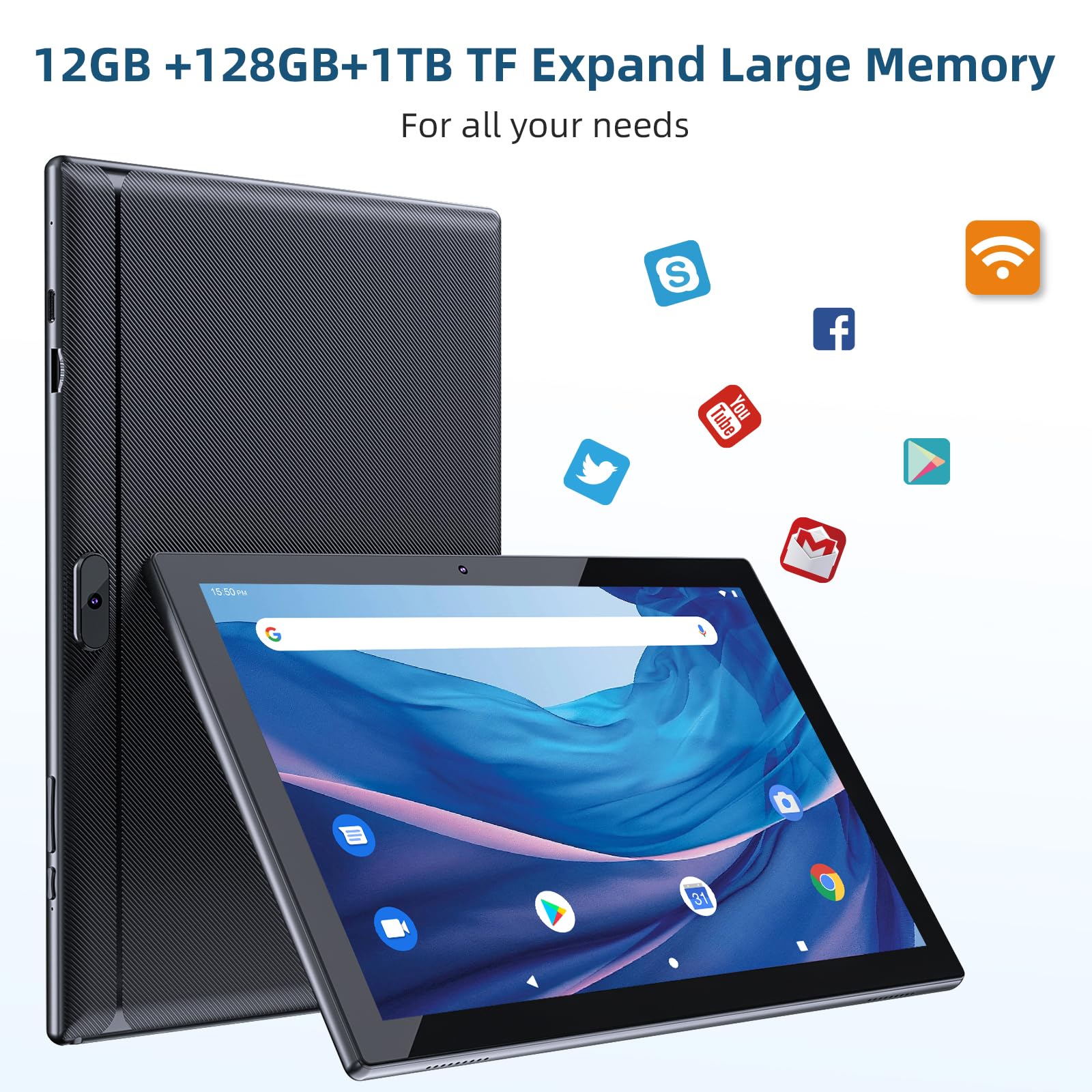 HOTTABLET 2023 New Tablet 10 inch, Android 13 Tablets, 12GB RAM 128GB ROM Computer Tablet with Keyboard, IPS Screen, 2.4G/5G WiFi 6, Bluetooth 5.0 Tablet PC, 1TB Expand Tablet with Stylus, Black