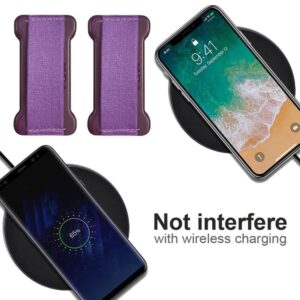 WUOJI Cell Phone Finger Grip Strap Holder for Hand, Finger Strap Phone Holder, New Slim Finger Loop Selfie Grip Compatible with Most Smartphones - 2Pack(Black Darkpurple)