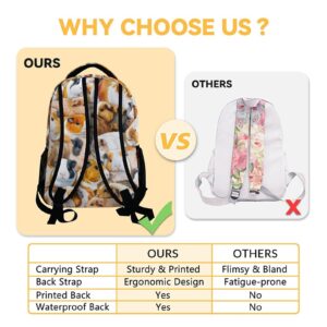 KNOWPHST Guinea Pig Girls Backpack for School, 16 Inch Brown Backpacks for Kids, Cute Lightweight Bookbag for Travel