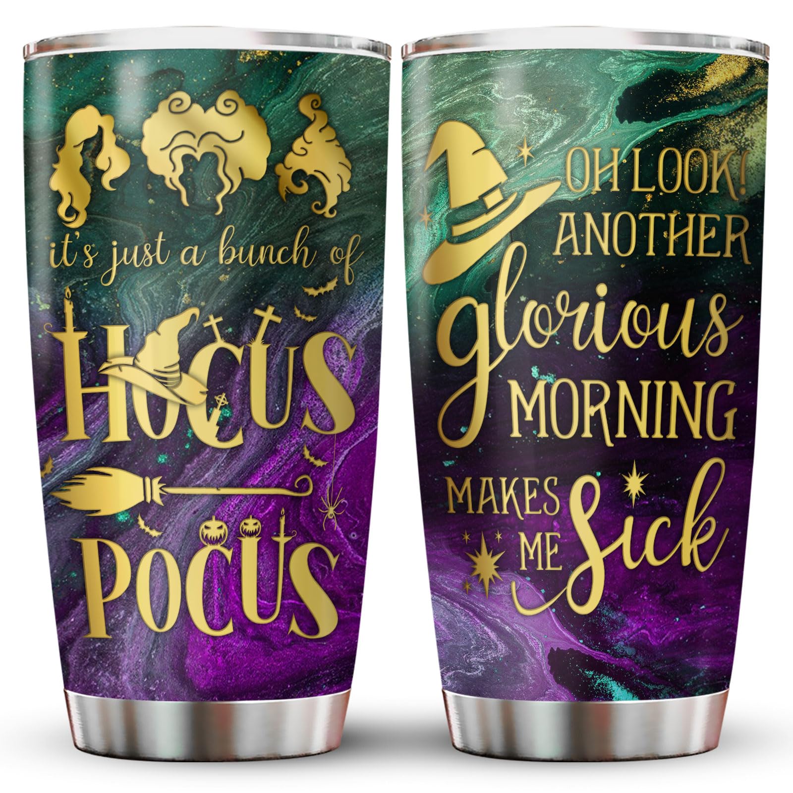 34HD Hocus Gifts for Women, Another Glorious Morning Hocus Tumbler Stainless Steel with Lid 20 oz, A Bunch of Hocus Mug, Halloween Gifts for Movie Lovers, Three Witches 3