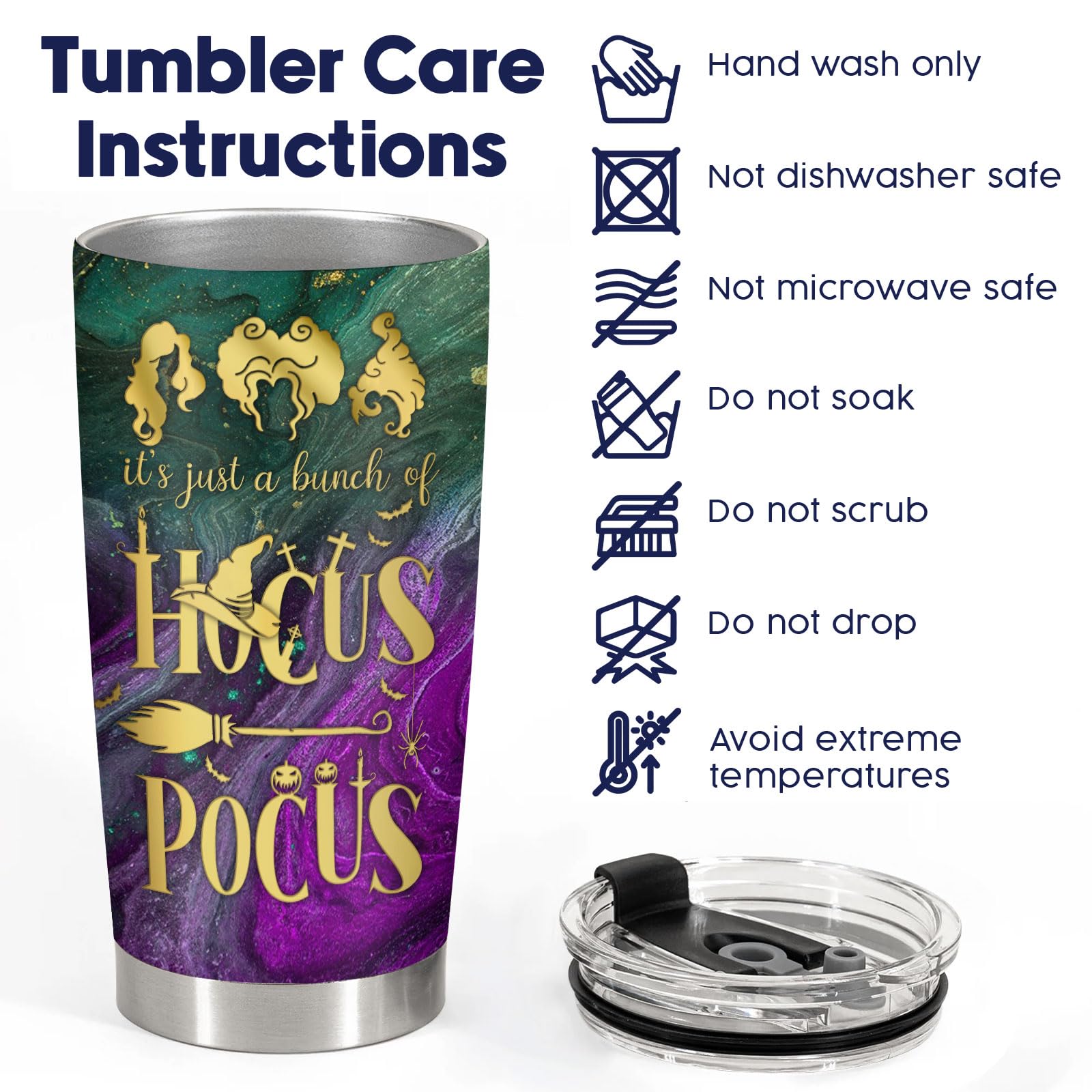 34HD Hocus Gifts for Women, Another Glorious Morning Hocus Tumbler Stainless Steel with Lid 20 oz, A Bunch of Hocus Mug, Halloween Gifts for Movie Lovers, Three Witches 3