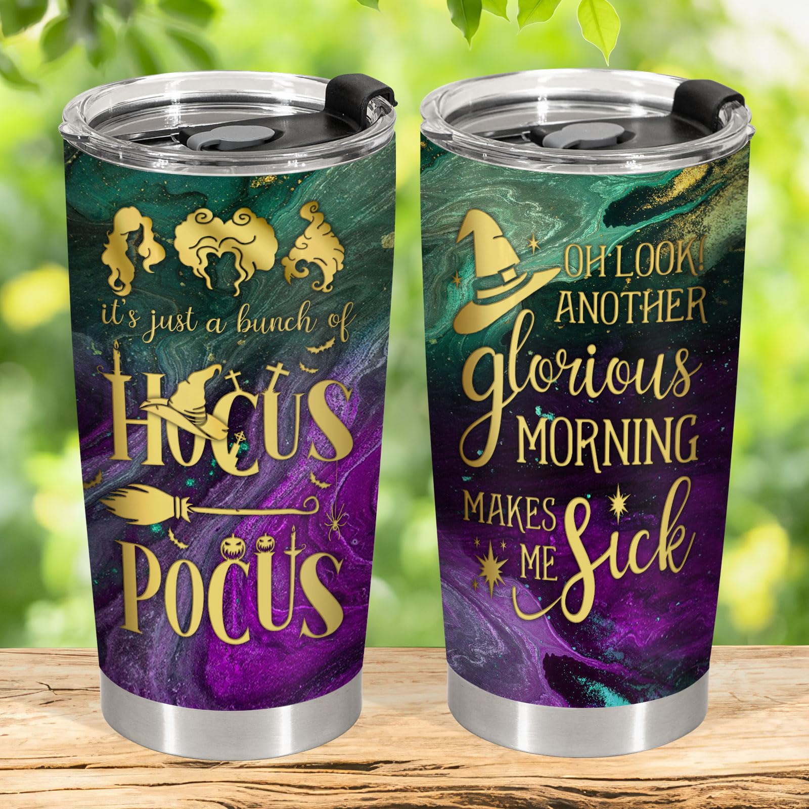 34HD Hocus Gifts for Women, Another Glorious Morning Hocus Tumbler Stainless Steel with Lid 20 oz, A Bunch of Hocus Mug, Halloween Gifts for Movie Lovers, Three Witches 3