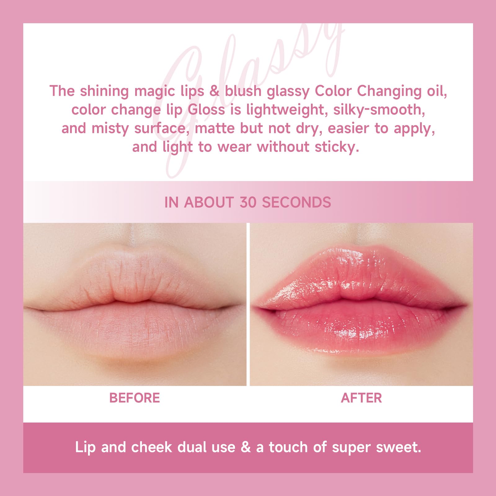 DAGEDA 2Pcs Color Changing Lip Oil, Color Change Liquid Blush,Clear Liquid Blusher Oil Waterproof Eyeshadow Moisturizing Face Blush Oil, Clear Blush for Women Face Makeup