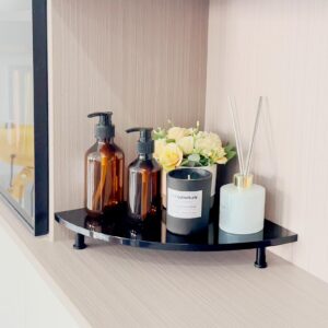 Acrylic Corner Riser Tray for Bathroom Counter, Bathroom Kitchen Corner Tray Display Stand, Black