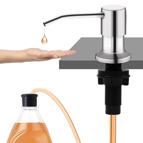 Sink Soap Dispenser, Kichen Sink Soap Dispenser, Good Suction Power, 47" Extension Tube kit, Under Sink Soap Dispenser Pump, No Need More Refills（Brushed Nickel）