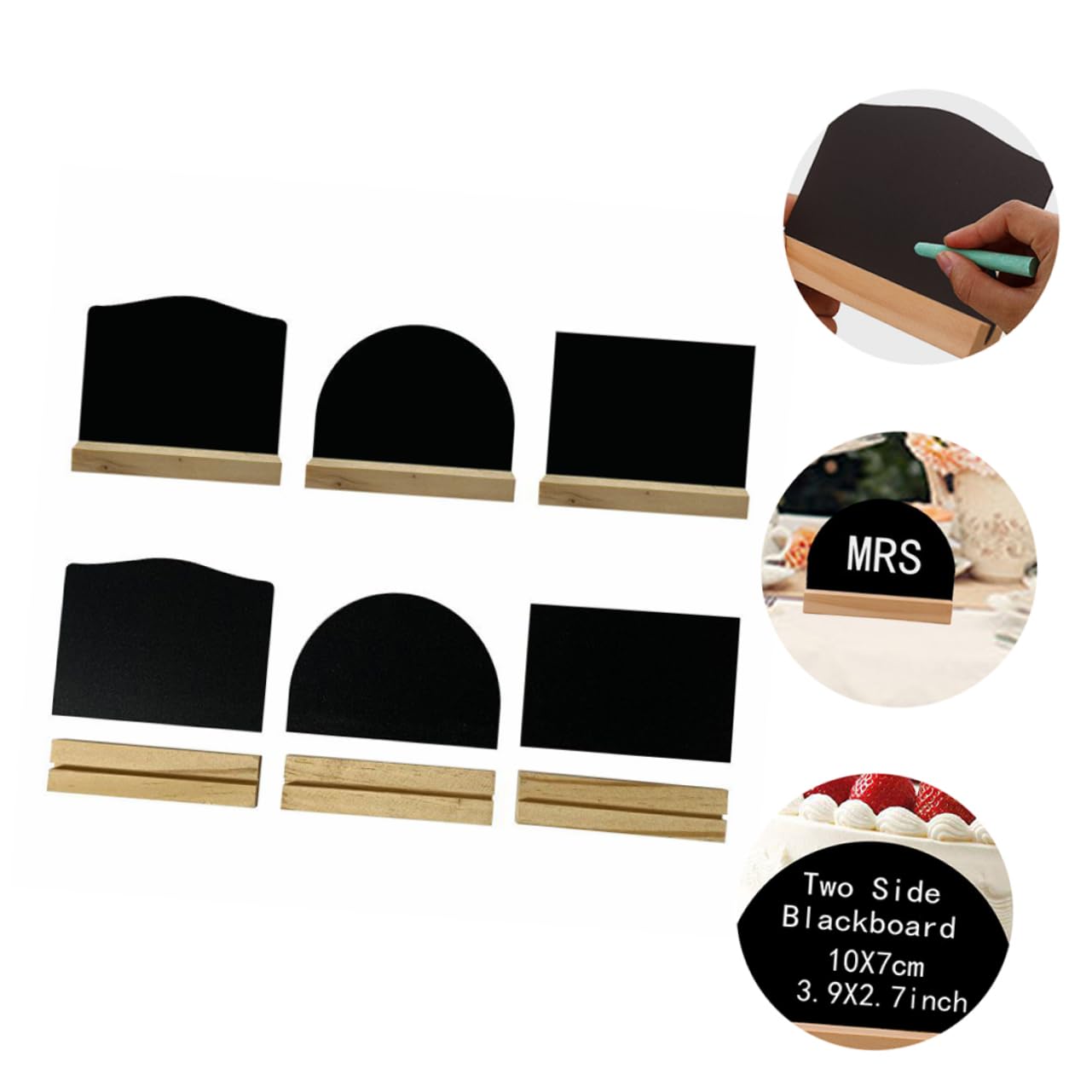 STOBOK 6pcs Message Board Decoration Place Board Signs Small Chalkboard with Stand Small Chalkboard Easel Blackboards Message Board Signs Food Chalkboard Signs Desktop Wooden Menu