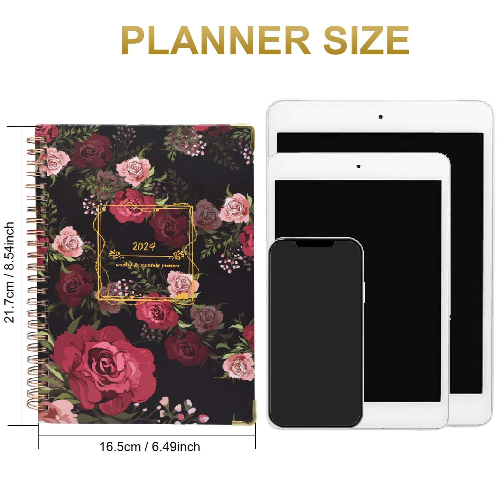 Planner 2024-2024 Planner Weekly and Monthly from Jan.2024 - Dec.2024 Week to View, Day Calendar Planner School Agenda Planner 8" x 10" for Work Office Student