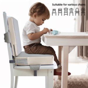 Eiury Booster Seat for Dining Table, PU Anti-Scratch Easy Cleaning Kids Toddler Booster Seat for Table, Portable Travel Increasing Cushion for Chair - Light Grey