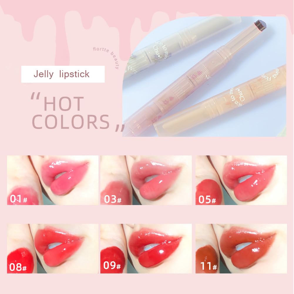 Flortte Jelly Lipstick, Florette Chinese Makeup, First Kiss Heart Lipstick, Nice to Meet Chu Florette Makeup, Cute Heart Shaped Lipstick Lip Pen, Watery Mirror Clear Lip Gloss, Long Lasting Nourishing Lip Jelly Makeup, Non-Sticky Plumping Lips (05#)