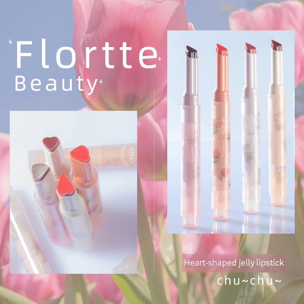 Flortte Jelly Lipstick, Florette Chinese Makeup, First Kiss Heart Lipstick, Nice to Meet Chu Florette Makeup, Cute Heart Shaped Lipstick Lip Pen, Watery Mirror Clear Lip Gloss, Long Lasting Nourishing Lip Jelly Makeup, Non-Sticky Plumping Lips (05#)