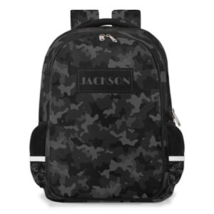 ririx personalized kids backpack custom backpack schoolbag children bookbag for boys & girls black camo pattern