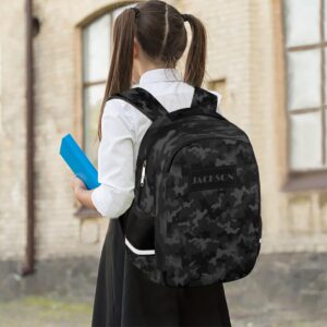 RIRIX Personalized Kids Backpack Custom Backpack Schoolbag Children Bookbag for Boys & Girls Black Camo Pattern