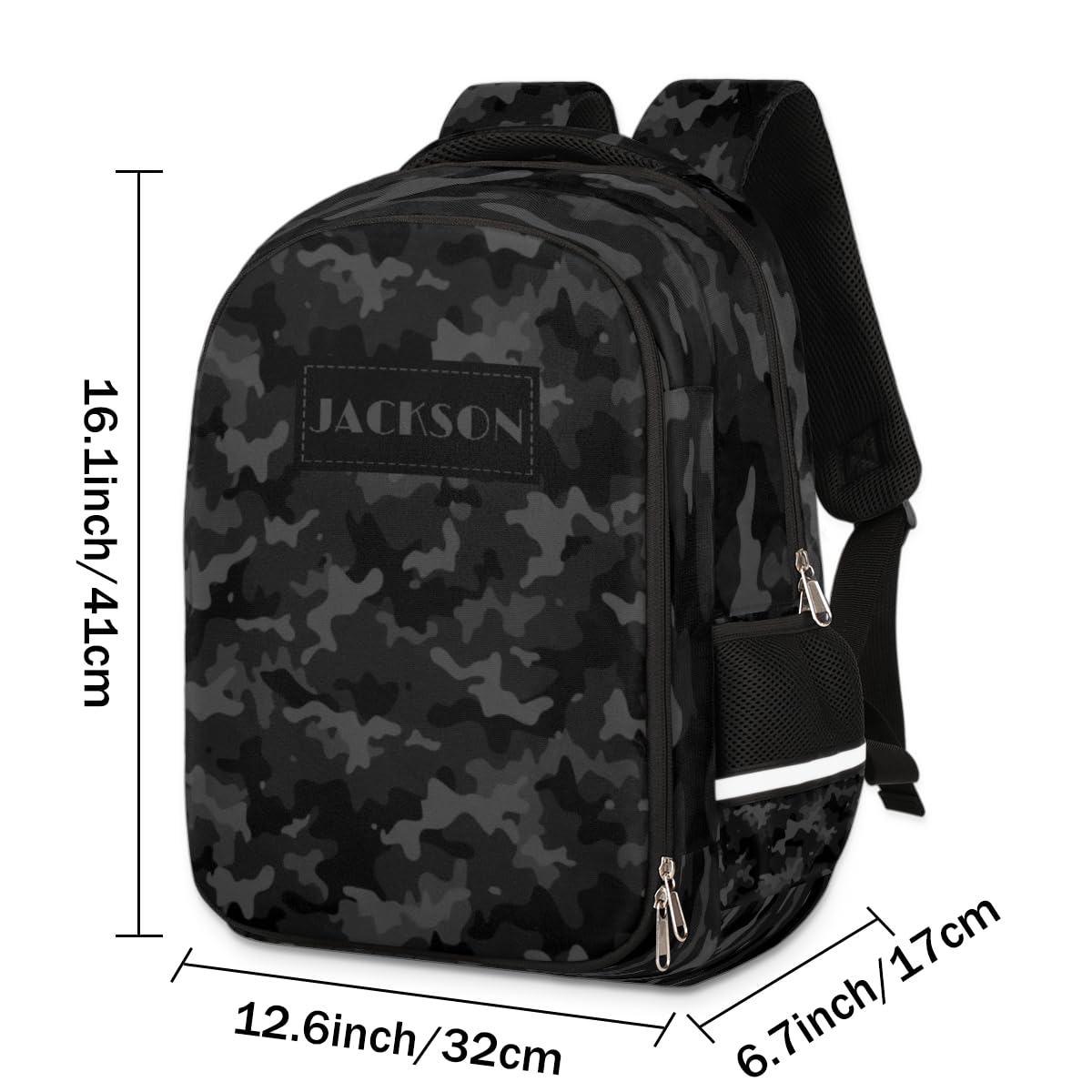 RIRIX Personalized Kids Backpack Custom Backpack Schoolbag Children Bookbag for Boys & Girls Black Camo Pattern