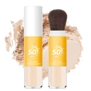 ponhey mineral sunscreen setting powder spf 35 loose powder with brush translucent natural setting powder, oil control, natural matte, long lasting, light and breathable, suitable for all skin types