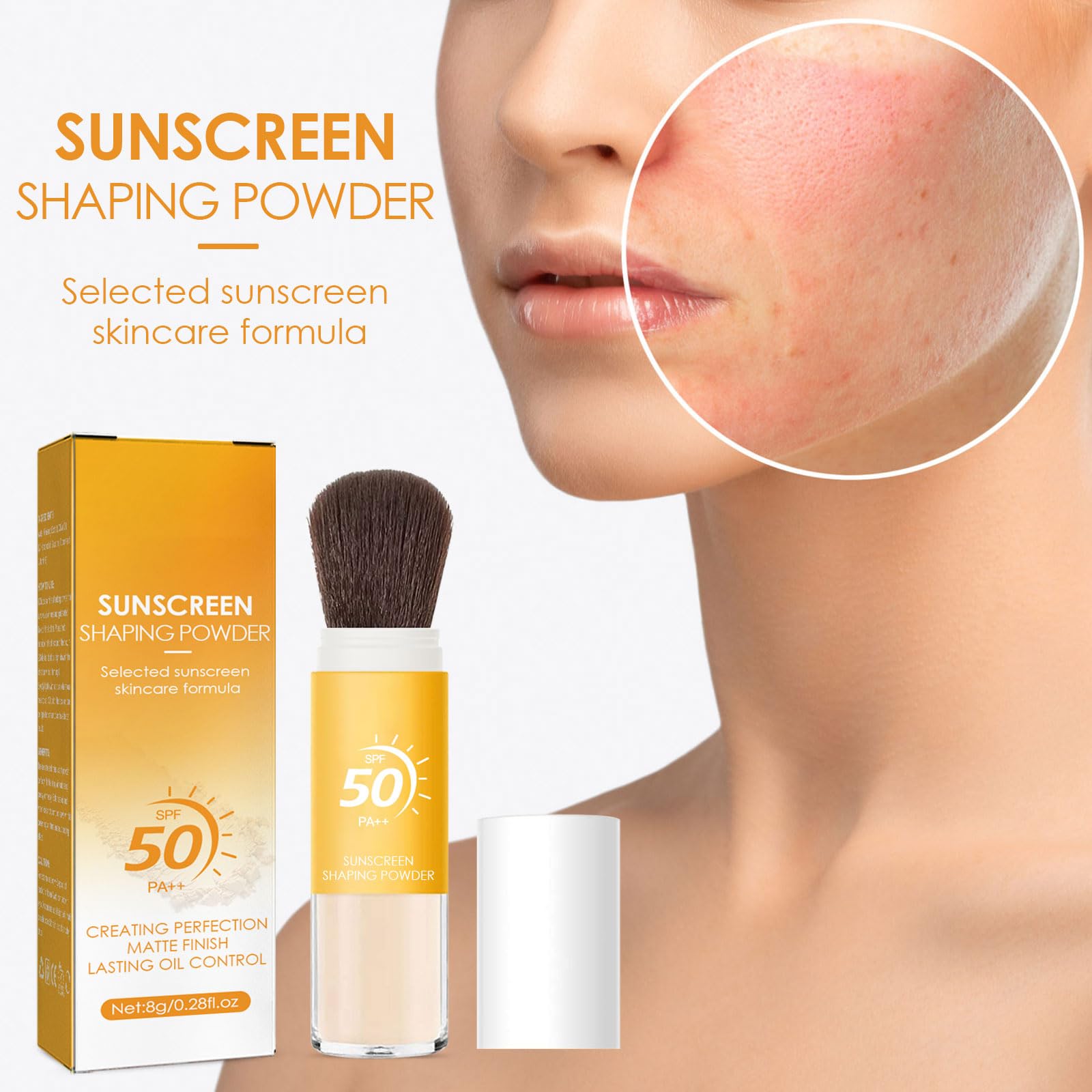 Ponhey Mineral Sunscreen Setting Powder SPF 35 Loose Powder with Brush Translucent Natural Setting Powder, Oil Control, Natural Matte, Long Lasting, Light and Breathable, Suitable for All Skin Types