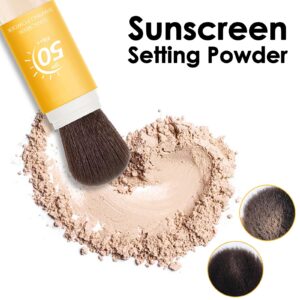 Ponhey Mineral Sunscreen Setting Powder SPF 35 Loose Powder with Brush Translucent Natural Setting Powder, Oil Control, Natural Matte, Long Lasting, Light and Breathable, Suitable for All Skin Types