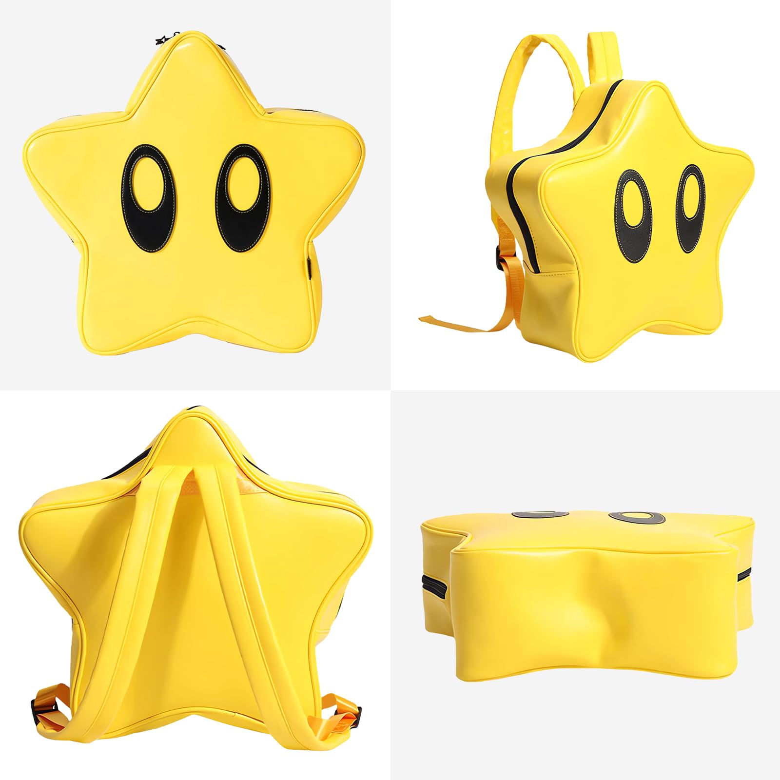 Erhuoxz Cute Cartoon 3D Yellow Star Backpack Y2K Lightweight Waterproof Bookbag Daypack