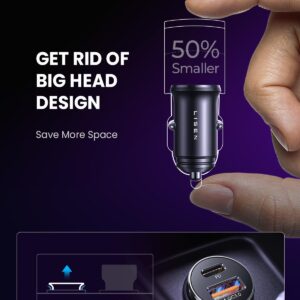 LISEN USB C Car Charger [54W] [Flush Fit] Cigarette Lighter Adapter USB Charger, 36W PD 3.0 2 Port Type C Car Adapter, iPhone Car Charger, for iPhone 15/14/13/12 Series, Samsung S23/S22/S21, iPad