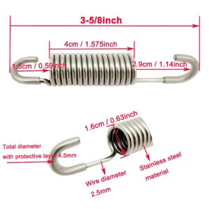 Souldershop 3-5/8 inch Stainless Steel Replacement Recliner Chair Mechanism Furniture Tension Springs Long Neck Style 2.5mm Wire Thickness [3.33'' Inside Hook to Hook] (Pack of 2)