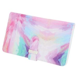 3in Photo Album, PU Leather Cover 16 Individual Pages Camera Photo Album Lock for Movie Ticket (Pink Tie Dye)