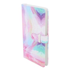 3in Photo Album, PU Leather Cover 16 Individual Pages Camera Photo Album Lock for Movie Ticket (Pink Tie Dye)