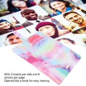 3in Photo Album, PU Leather Cover 16 Individual Pages Camera Photo Album Lock for Movie Ticket (Pink Tie Dye)