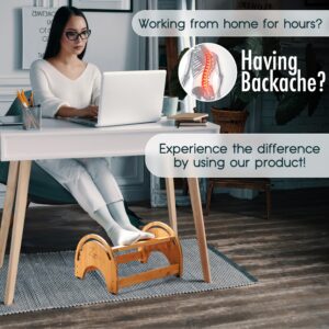 zyn works adjustable foot stool under desk with massage roller - foot rest under desk for office and work from home - foot stool for back support and pain relief for men and women