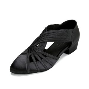 yyting women swing latin ballroom dance shoes (closed toe, suede sole) yt12(11,black)