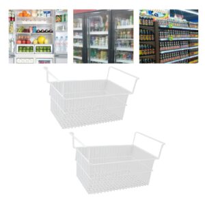 freezer organizer bins, 2pcs wire storage basket with handles strong bearing for organizing metal wire storage baskets for freezer closet (56.5 x 25.2 x 24cm / 22.2 x 9.9 x 9.4in)