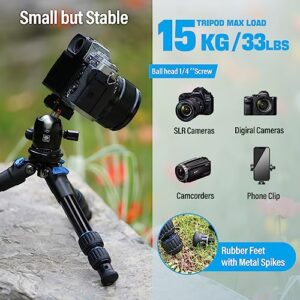 SIRUI AM203 Mini Travel Tripod with 360° B00K Ball Head, Aluminum Tabletop Tripod for Camera, Max Load 33lbs/15KG, Folded Height 11.4”, Max Height 16.7”