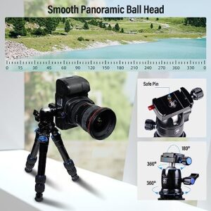 SIRUI AM203 Mini Travel Tripod with 360° B00K Ball Head, Aluminum Tabletop Tripod for Camera, Max Load 33lbs/15KG, Folded Height 11.4”, Max Height 16.7”