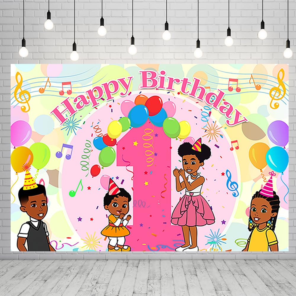 Black Gracies Corner Backdrop for Party Supplies 5x3ft Colorful 1ST Birthday Banner Baby Shower Photo Background for Kids Party Decorations Gracies Corner Photography Backdrop