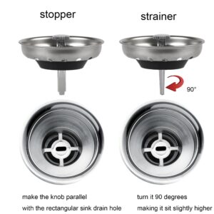 2 Pcs Sink Drain Strainer Sink Stopper Combo Basket Replacement for Kitchen 3-1/2 inch Drain, Sink Drain Strainer Kitchen Sink Stopper Kitchen Sink Strainer