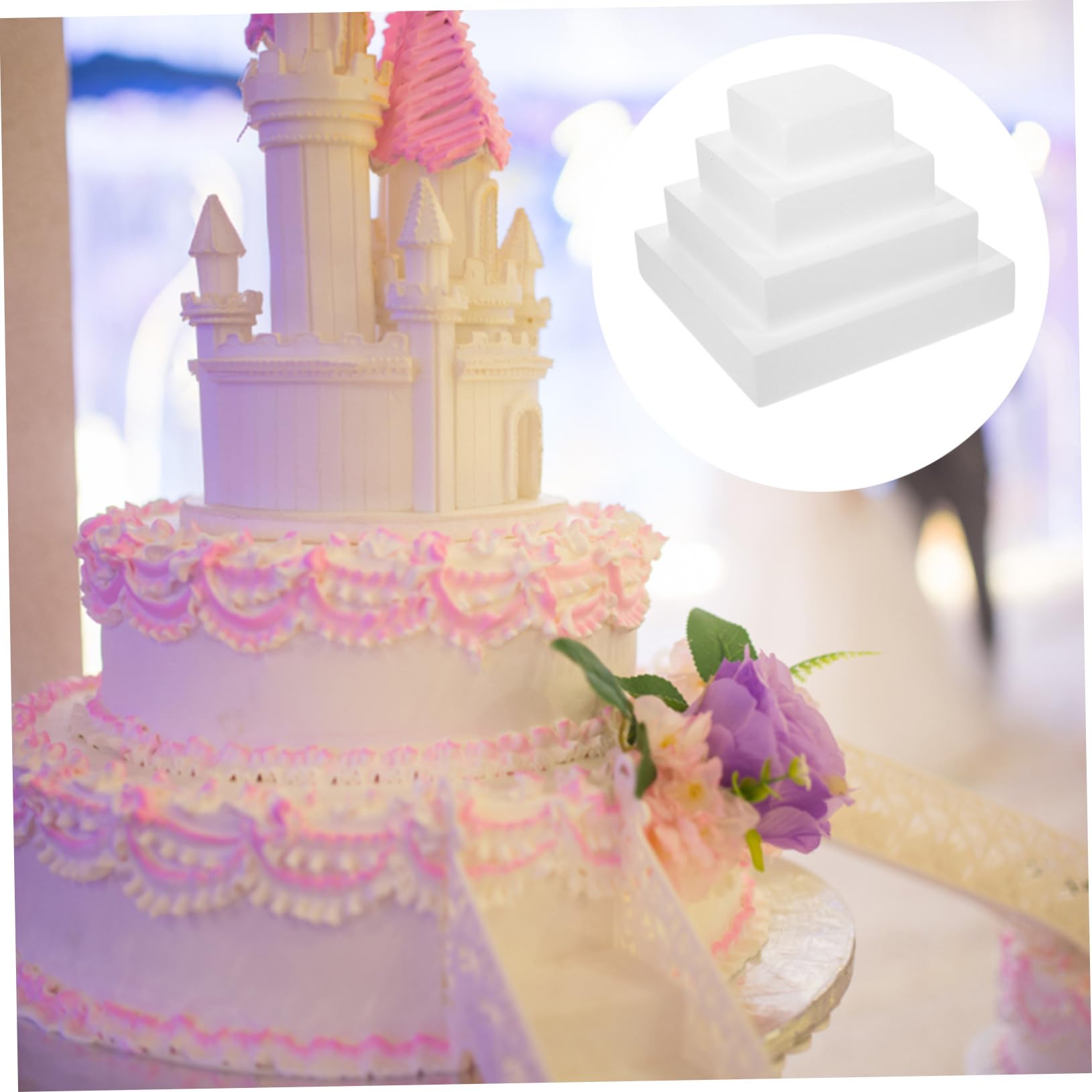 RORPOIR Foam Cake Model 4pcs Foam Cake Mold White Party Supplies To Rotate Wedding Cake Model