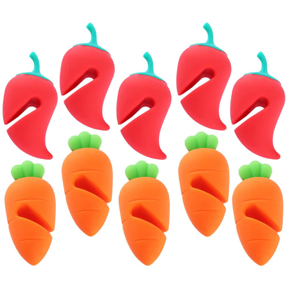 KJHBV 10pcs Pot Lid Overflow Preventer Silicone Spill Stopper Spoon Holder Lid Lifter Boil over Stopper Lid Lifter for Soup Pot Carrot Silicone Boil Stopper Steam Small Pepper