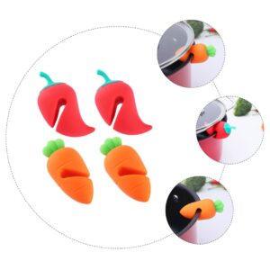 KJHBV 10pcs Pot Lid Overflow Preventer Silicone Spill Stopper Spoon Holder Lid Lifter Boil over Stopper Lid Lifter for Soup Pot Carrot Silicone Boil Stopper Steam Small Pepper