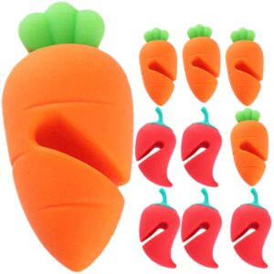 KJHBV 10pcs Pot Lid Overflow Preventer Silicone Spill Stopper Spoon Holder Lid Lifter Boil over Stopper Lid Lifter for Soup Pot Carrot Silicone Boil Stopper Steam Small Pepper