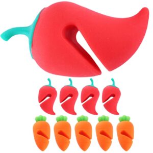 KJHBV 10pcs Pot Lid Overflow Preventer Silicone Spill Stopper Spoon Holder Lid Lifter Boil over Stopper Lid Lifter for Soup Pot Carrot Silicone Boil Stopper Steam Small Pepper